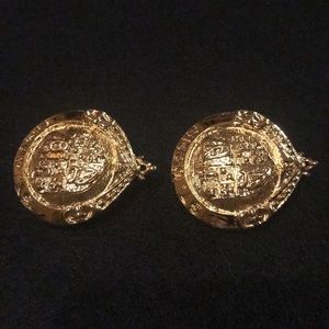 St. John Gold “Vintage” logo earrings